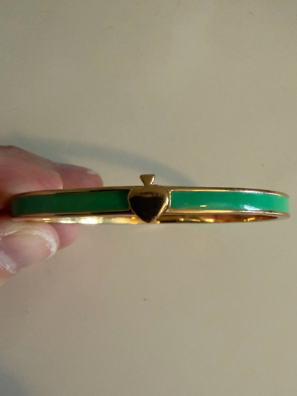 kate spade Gold-Tone Bracelet with Mint Green Enamel and Heart Clasp - Picture 2 of 3